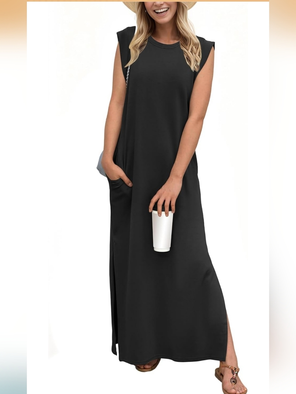 Sleeveless Black Maxi Dress with Side Slits